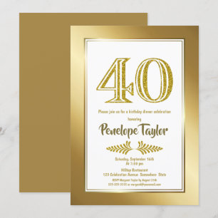 Convite Glitter e Dourado Partido do Janto aniversário de 