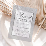 Convite Glitter elegante cinza de prata doce doce 16<br><div class="desc">Chá brilhante, moderno, bonito e elegante, cinza de prata, com bloco de cor de cinza Sweet 16 convite de aniversário com padrão de ombre prateado desaparecendo em uma cinza com um quadro elegante de prata Perfeito para uma princesa Doce dezesseis, perfeito para ela, a moda que ama o padrão moderno...</div>