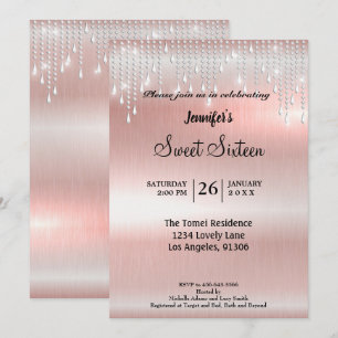 Convite Glitter elegante Doce Dezesseis