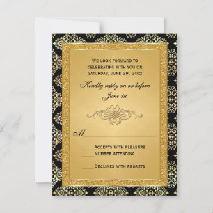 Convite Glitter FAUX Dourado, placa RSVP de rolagem do Dam