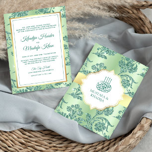 Convite Glitter Filigrana Verde Menta Rústico Casamento Mu