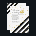 Convite Glitter Geométrico Black White Stripe 60º Aniversá<br><div class="desc">Envie os convites para a próxima festa de marco com nosso 60º Convite Geométrico à Greve de Branca Negra de Aniversário. Apresentando um belo florescimento de aquarela botânica. Simplesmente personalize com os detalhes da parte clicando no botão personalizar para reorganizar e formatar o estilo e a colocação do texto. DICA:...</div>
