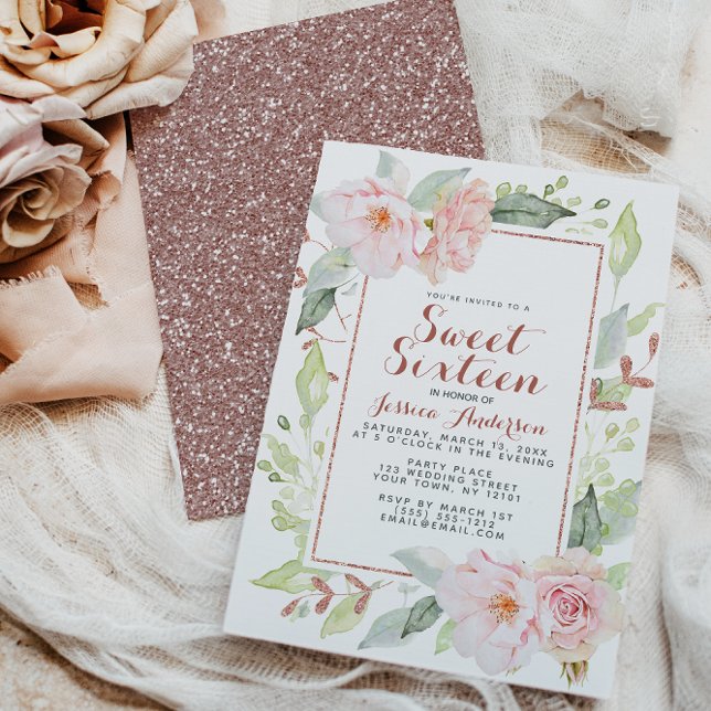 Convite Glitter Geométrico Cor-de-Rosa Dourada, Doce Dezes (Criador carregado)