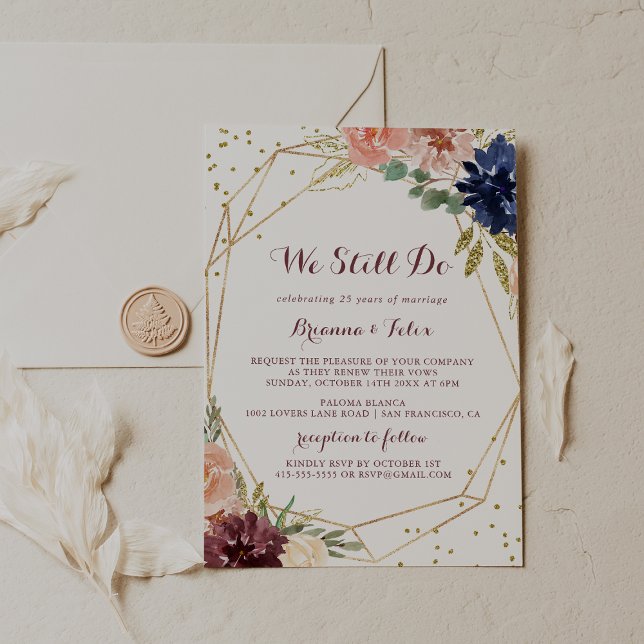 Convite Glitter Geométrico Dourado Ainda Fazemos Renovação (Criador carregado)