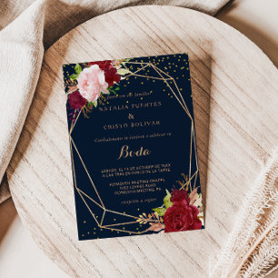Convite Glitter geométrico Dourado e Casamento Tropical V