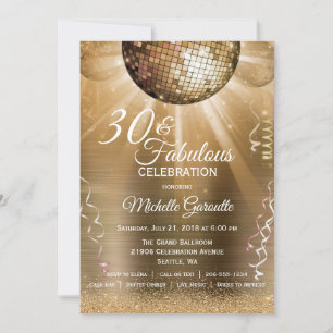 Convite Glitter Glam 30 e Fabulosa Bola de Disco Dourada