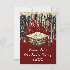 Convite Glitter Glitter BurgundGold Confetti do formando