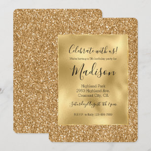 Convite Glitter Glitter De Na moda Glitz Dourado