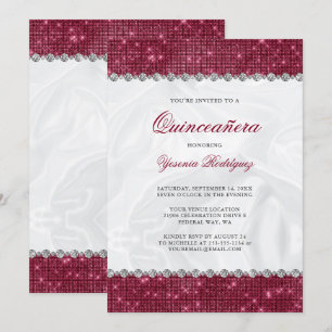 Convite Glitter Glitter Diamante de Brilho Quinceañera