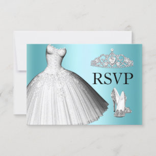 Convite Glitter Glitter Dress & Heels Quinceanera RSVP
