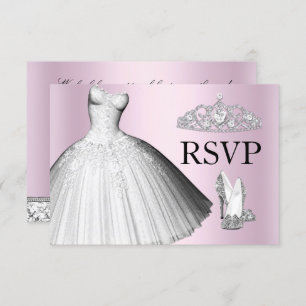 Convite Glitter Glitter Dress & Heels Quinceanera RSVP