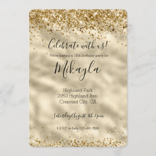 Convite Glitter Glitter Sparkle Confetti Glitter Dourado