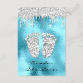 Convite Glitter Gota Cinza Azul Pés Chás