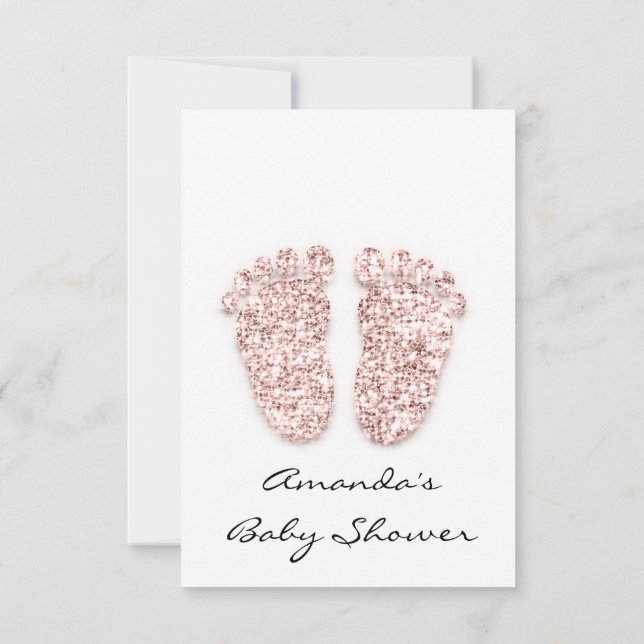 Convite Glitter Gota Rosa Baby Girl Chá Feet (Verso)