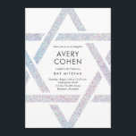 Convite Glitter Holográfico Moderno - Bat Mitzvah<br><div class="desc">O Convite para Bat Mitzvah,  Holográfico Moderno,  apresenta um esboço exclusivo e moderno da Estrela de David em torno de seus detalhes de eventos.</div>