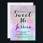 Convite Glitter Líquido De Tinta Docente 16<br><div class="desc">Padrão de Tinta Líquida Colorida Colorida do Mármore Colorida do Candy 16 Convites Doce</div>