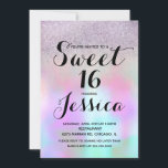 Convite Glitter Líquido De Tinta Docente 16<br><div class="desc">Padrão de Tinta Líquida Colorida Colorida do Mármore Colorida do Candy 16 Convites Doce</div>