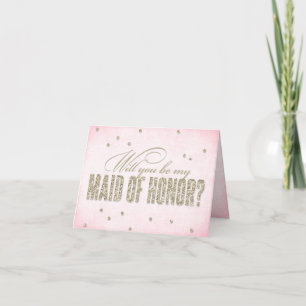 Convite Glitter Look Will You Be My Maid of Honor NoteCard