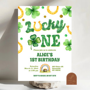 Convite Glitter Lucky One St Patrick Primeiro Aniversário