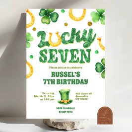 Convite Glitter Lucky Seven St Patrick Aniversário