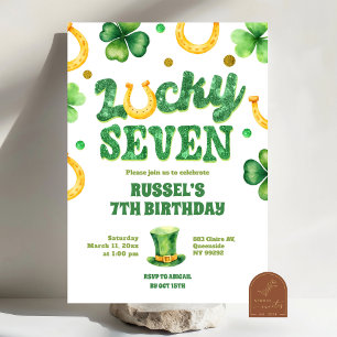Convite Glitter Lucky Seven St Patrick Aniversário