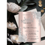 Convite Glitter moderno prata Rosa Dourado Doce 16<br><div class="desc">Um moderno,  chic e glamouroso Sweet 16 com pingos de brilho em fundo rosa de ouro.</div>