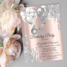 Glitter prateado balões 65. º aniversário