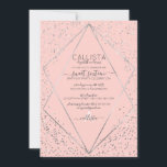 Convite Glitter Prateado Rosa Confetti Terrarium Sweet 16<br><div class="desc">Esse elegante e luxuoso convite de aniversário de dezesseis anos é perfeito para um evento clássico e formal. Ele apresenta um confete cinza-prateado cintilante impresso à volta e sobre uma fina borda geométrica do terrário prateado e fundo rosa-claro-rosado. É chico, glamouroso, moderno, simples e bonito; o melhor design para o...</div>