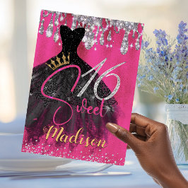 Convite Glitter prateado rosa quente quente pálido pinga d