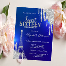 Glitter prateado, Torre Eiffel Blue Sweet 16