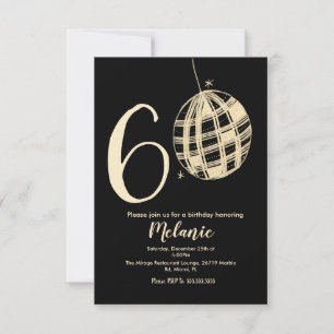 Convite Glitter Preto Negrito Moderno Script 60º