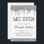Convite Glitter Preto Silver Sparkle Elegante Sweet 16<br><div class="desc">Convite de aniversário 16 Doce Glitter Glitter Glitter Coletor de Prata,  Branco e Preto Este é o perfeito 16 anos de Aniversário convite para uma Festa de aniversário de Rapariga Moderna com Glitter Sparkle. Entre em contato com o designer para encontrar itens personalizados correspondentes.</div>