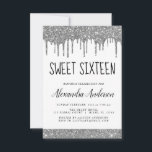 Convite Glitter Preto Silver Sparkle Elegante Sweet 16<br><div class="desc">Convite de aniversário 16 Doce Glitter Glitter Glitter Coletor de Prata,  Branco e Preto Este é o perfeito 16 anos de Aniversário convite para uma Festa de aniversário de Rapariga Moderna com Glitter Sparkle. Entre em contato com o designer para encontrar itens personalizados correspondentes.</div>
