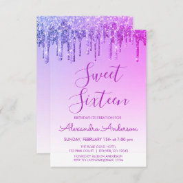 Convite Glitter Purple Sparkle Doce Dezesseis Aniversário