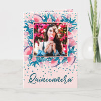 Glitter Rosa Confetti Floral Español Quinceañera