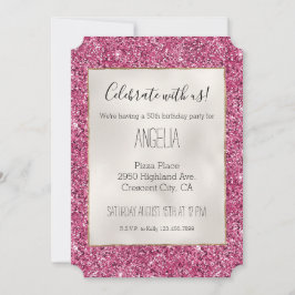 Convite Glitter Rosa Girassol