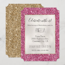 Convite Glitter Rosa Girassol