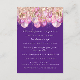 Convite Glitter Rosa Glitter Drips Rosa Violet Bridal Doce