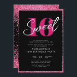 Convite Glitter Rosa Preto Glam Doce Dezesseis Aniversário<br><div class="desc">Glitter Rosa Preto Glam Doce 16 Aniversário</div>