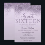 Convite Glitter Roxo Sparkle Sweet 16 Aniversário<br><div class="desc">Glitter Roxo Sparkle Sweet 16 Aniversário Convite</div>