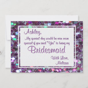 Convite Glitter Roxo, Você Será Minha Meia-Mãe?