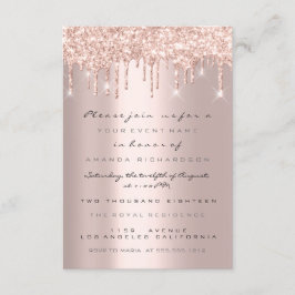 Convite Glitter Spark Drips Rosa Chá de panela Sweet 16th