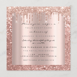 Convite Glitter Spark Drips Rosa Glitter Bridal Doce 16º