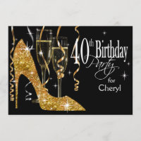 Glitter Stiletto Champagne Aniversário de 40 anos 