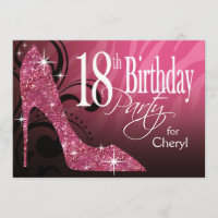 Glitter Stiletto Zebra Aniversário de 18 anos rosa