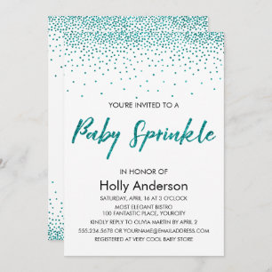 Convite Glitter Teal Confetti e Typography Baby Sprinkle