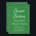 Convite Glitter Verde e Festa de aniversário de Sparkle Sw<br><div class="desc">Glitter Verde e Sparkle Doce 16 Convite. Este convite é perfeito para uma Festa de aniversário de 16 "Green Themed Girl" que procura comemorar em Green and Silver Foil. Entre em contato com o designer para obter itens correspondentes.</div>