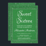 Convite Glitter Verde e Festa de aniversário de Sparkle Sw<br><div class="desc">Glitter Verde e Sparkle Doce 16 Convite. Este convite é perfeito para uma Festa de aniversário de 16 "Green Themed Girl" que procura comemorar em Green and Silver Foil. Entre em contato com o designer para obter itens correspondentes.</div>
