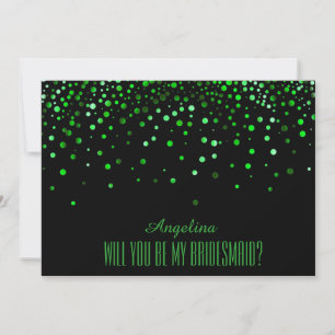 Convite Glitter Verde Negro, será minha dama de honra?