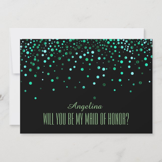 Convite Glitter Verde Negro Você será minha MADRINHA DE CA (Frente)